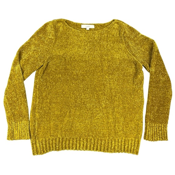 Loft Harvest Gold Chenille Cozy Minimalist Sweater - Sz L - Picture 1 of 13
